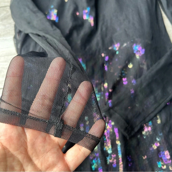 BeBe Lace Sequin  Long Sleeve Romper - Picture 9 of 14